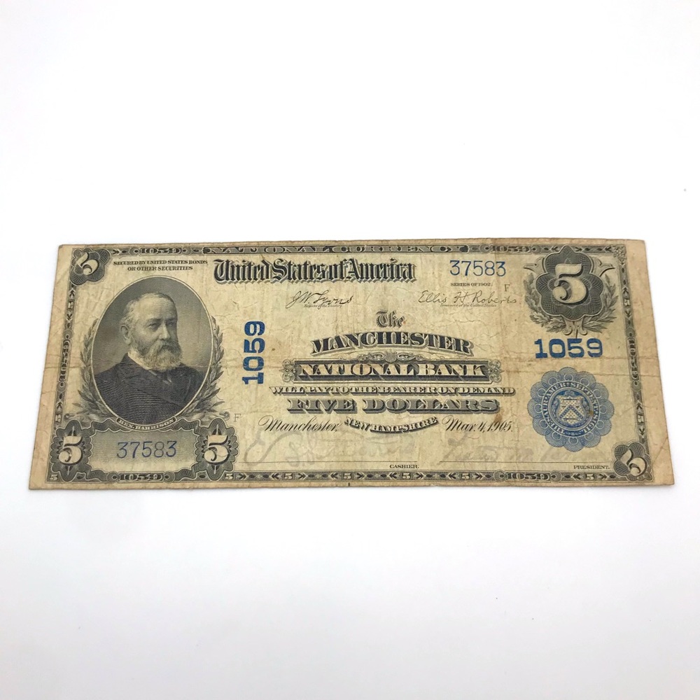 1905 $5.00 National Currency New Hampshire